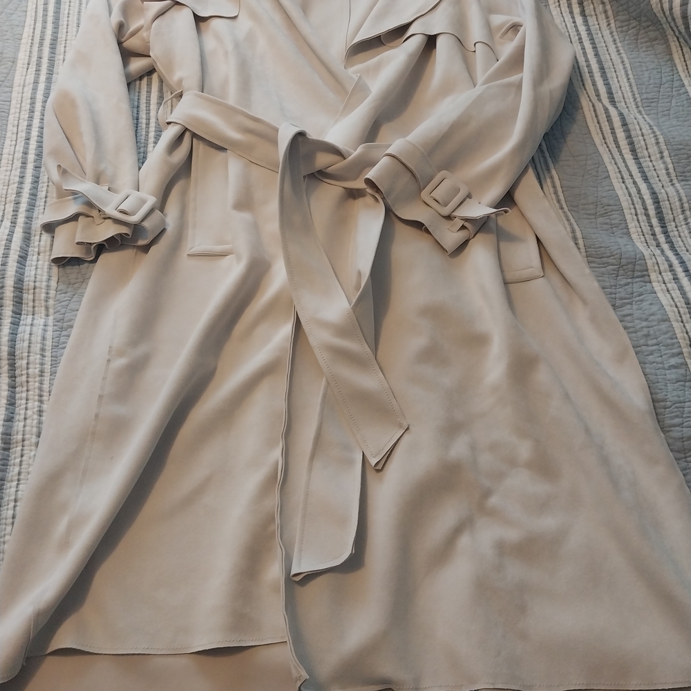 Tahari Light Tan Belted Trench Coat